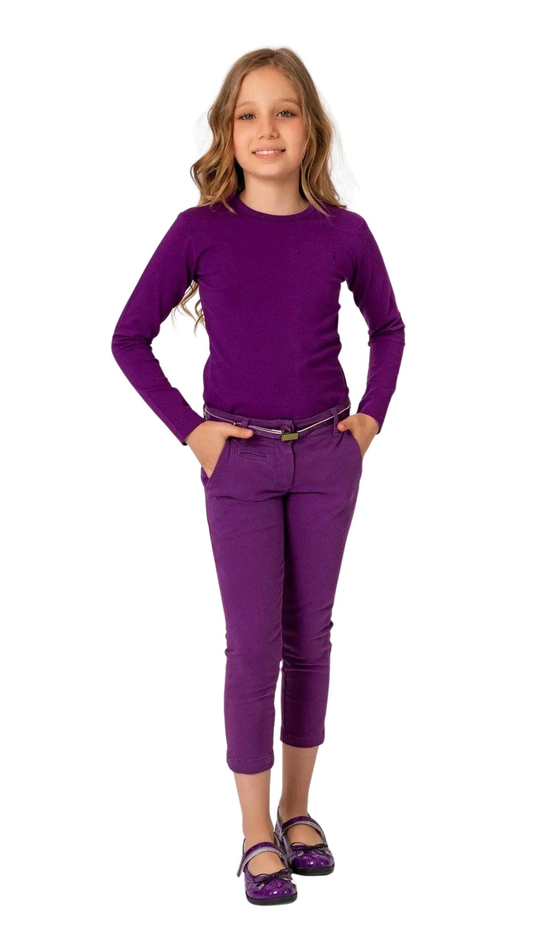 InCity Girls Tween 7-14 Years Regular Fit Purple Fuchsia Navy Black Crew Neck Casual Long Sleeve Comfy Ninova T-shirt InCity Boys & Girls