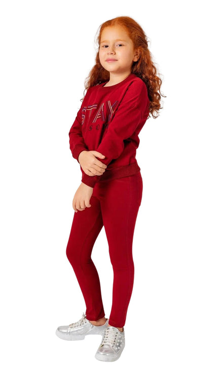 InCity Girls Tween 7-14 Years Regular Fit Red Casual Long Sleeve Comfy Borough Sweatshirt InCity Boys & Girls