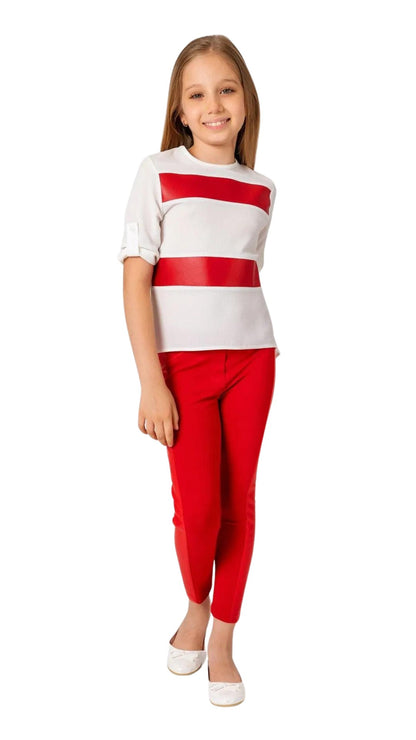 InCity Girls Tween 7-14 Years Regular Fit Red Casual Long Sleeve Comfy Malta Fashion Blouse InCity Boys & Girls