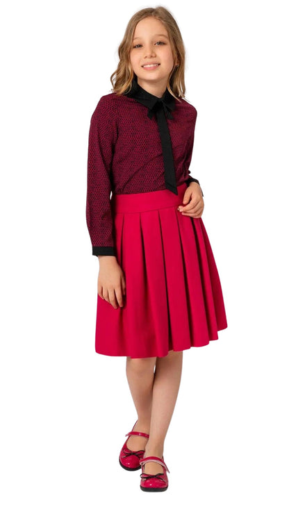 InCity Girls Tween 7-14 Years Rose Fuchsia Pleated Solid Treases Fashion Skirt InCity Boys & Girls