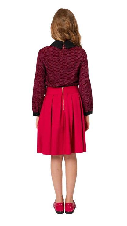 InCity Girls Tween 7-14 Years Rose Fuchsia Pleated Solid Treases Fashion Skirt InCity Boys & Girls