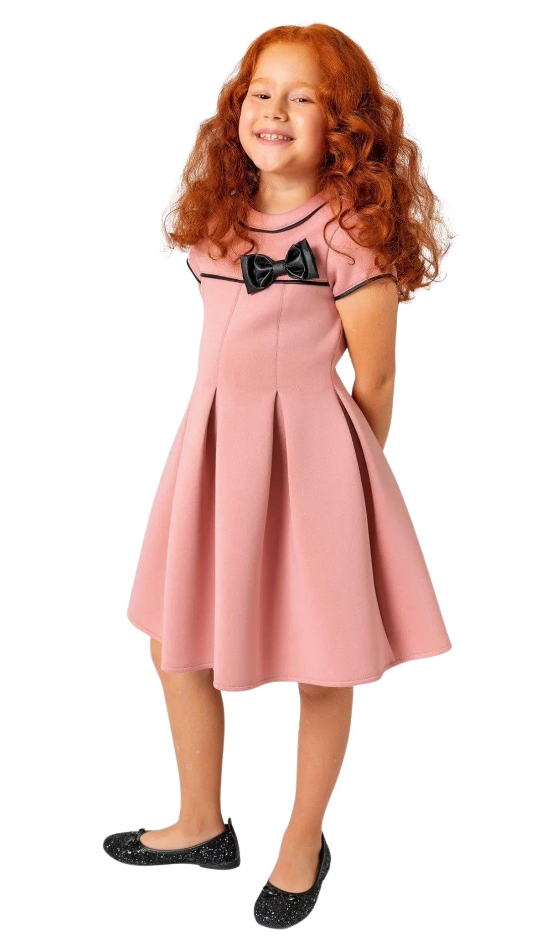 InCity Girls Tween 7-14 Years Tween Burgundy Pink Short Sleeve Ribbon Midi Fashion Beckton Dress InCity Boys & Girls