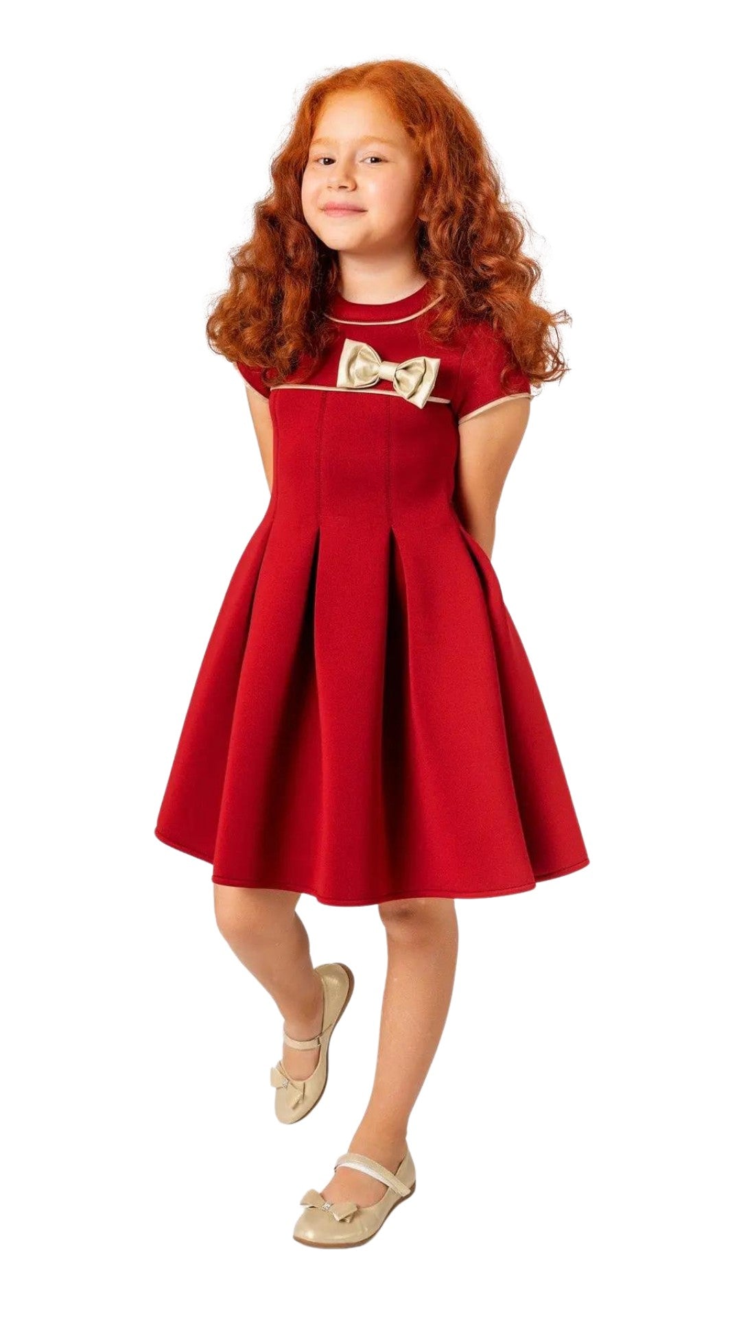 InCity Girls Tween 7-14 Years Tween Burgundy Pink Short Sleeve Ribbon Midi Fashion Beckton Dress InCity Boys & Girls