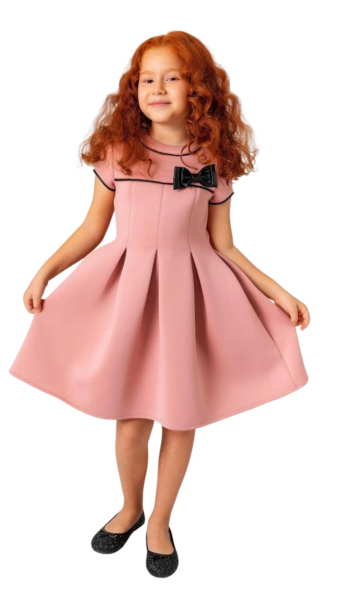 InCity Girls Tween 7-14 Years Tween Burgundy Pink Short Sleeve Ribbon Midi Fashion Beckton Dress InCity Boys & Girls