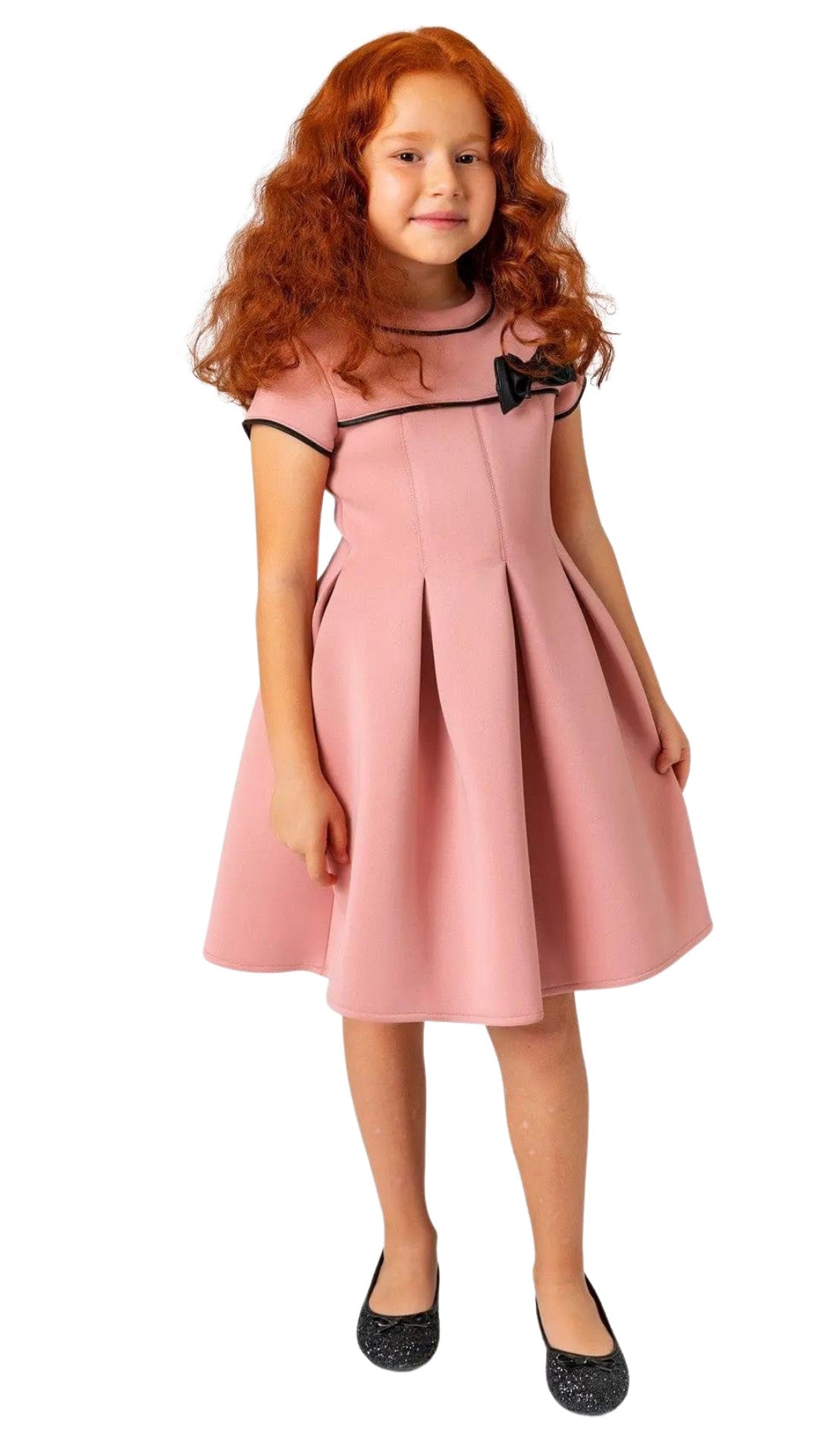 InCity Girls Tween 7-14 Years Tween Burgundy Pink Short Sleeve Ribbon Midi Fashion Beckton Dress InCity Boys & Girls