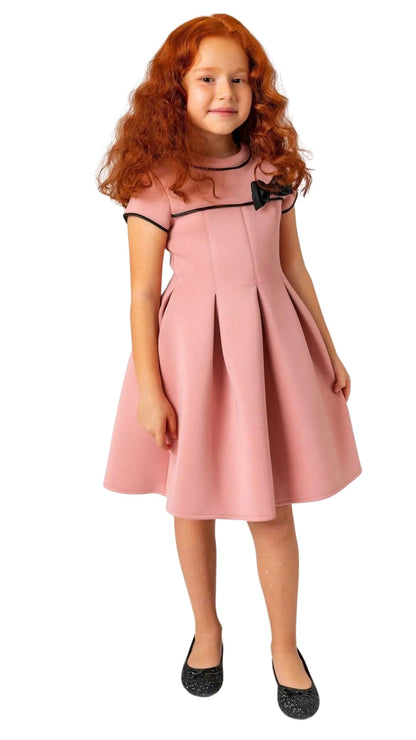 InCity Girls Tween 7-14 Years Tween Burgundy Pink Short Sleeve Ribbon Midi Fashion Beckton Dress InCity Boys & Girls