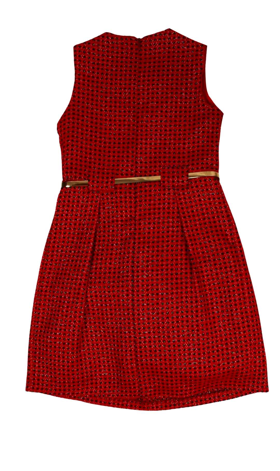 InCity Girls Tween 7-14 Years Tween Red Salmon Sleeveless Belted Midi Fashion Potenza Dress InCity Boys & Girls
