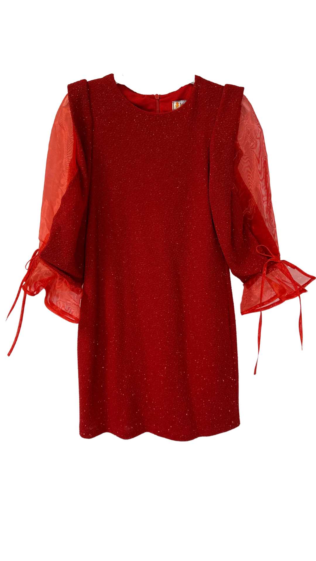 InCity Girls Tween 7-14 Years Tween Red Transparent Sleeve Fashion Christmas Holiday Dress InCity Boys Girls