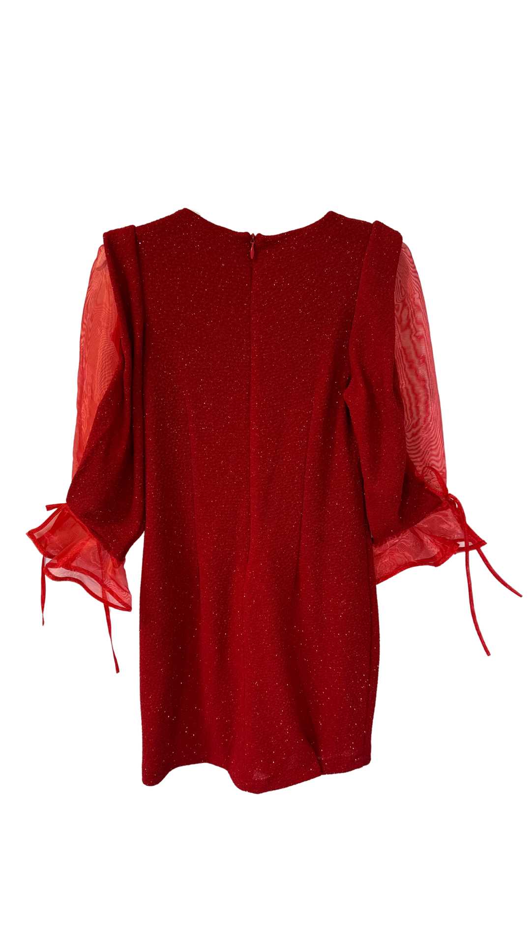 InCity Girls Tween 7-14 Years Tween Red Transparent Sleeve Fashion Christmas Holiday Dress InCity Boys Girls