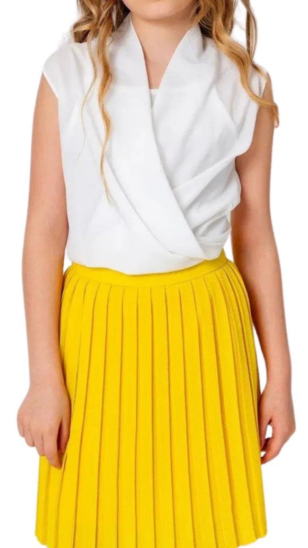 InCity Girls Tween 7-14 Years Tween White Sleeveless Layered Fashion Nuova Dress Blouse InCity Boys & Girls