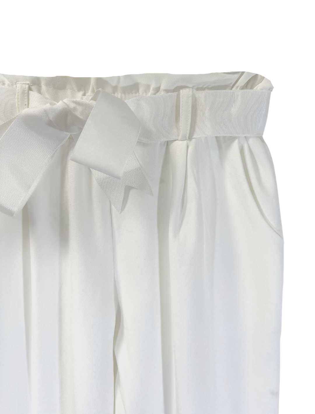 InCity Girls Tween 7-14 Years White Ribbon Belt Elastic Waist Straight Leg Comfy Fashion Dress Pants InCity Boys Girls