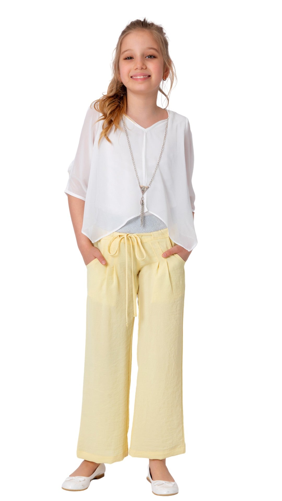 InCity Girls Tween 7-14 Years Wide Leg Regular Fit Solid Cotton Pron Pants InCity Boys Girls