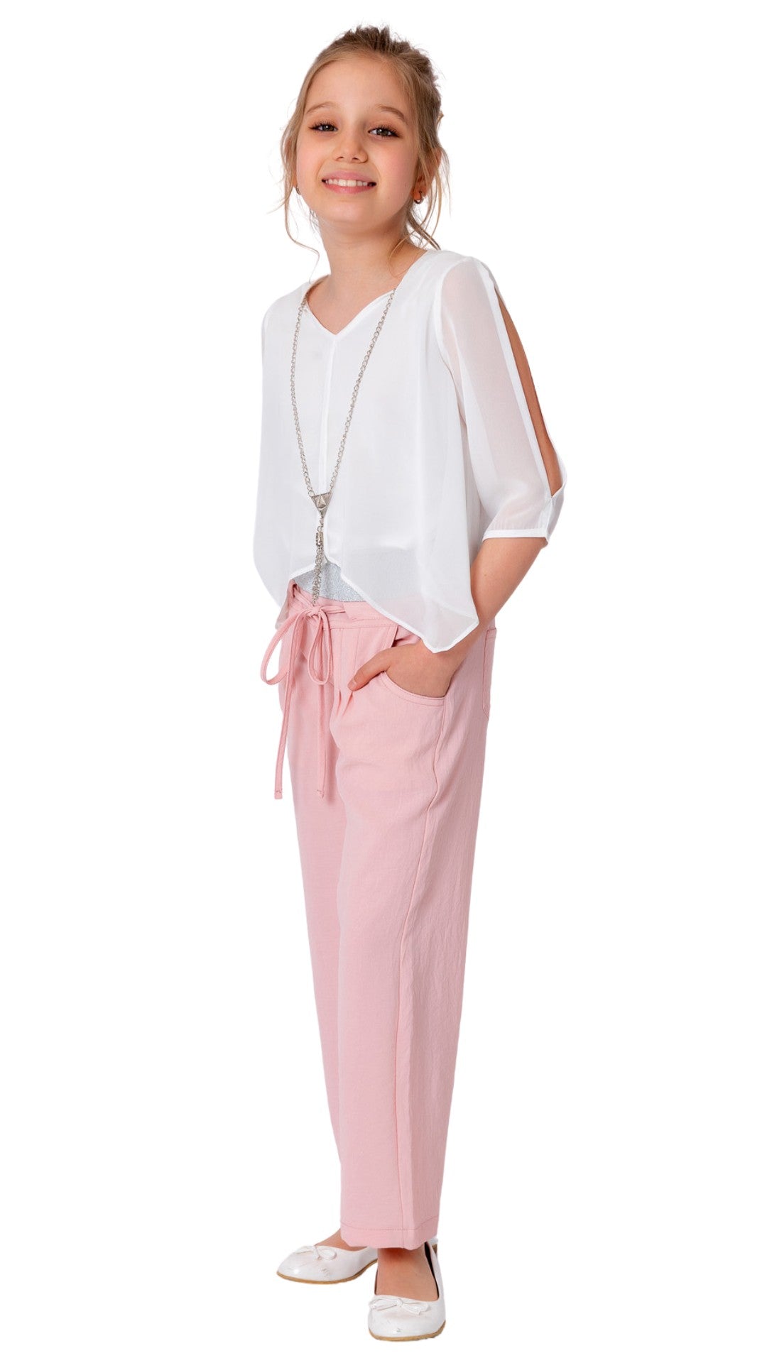 InCity Girls Tween 7-14 Years Wide Leg Regular Fit Solid Cotton Pron Pants InCity Boys Girls