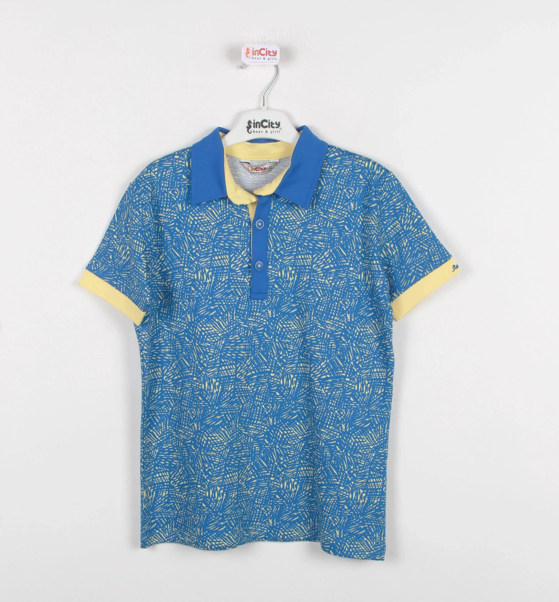 InCity Kids Boys Collared Printed Short Sleeve Button Polo Shirt InCity Boys & Girls
