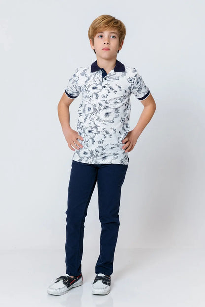 InCity Kids Boys Floral Print Short Sleeve Polo Shirt InCity Boys & Girls