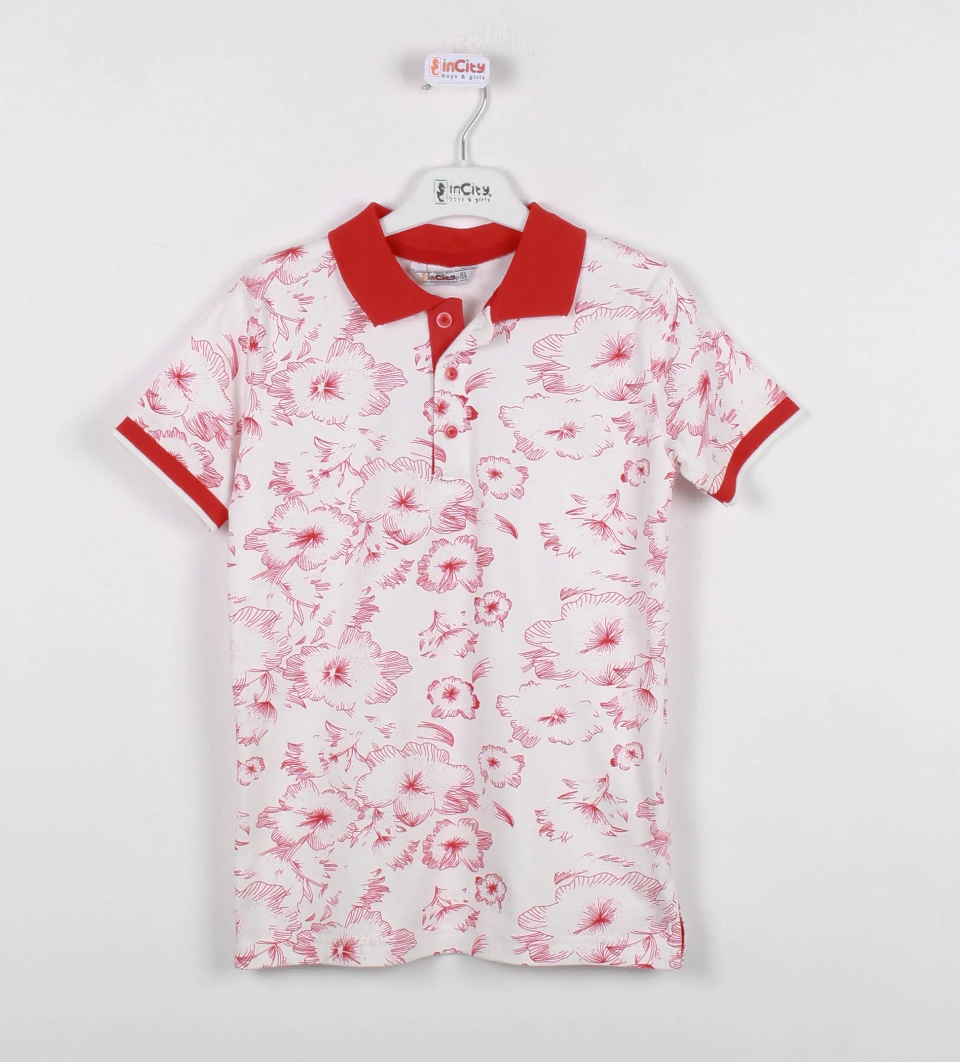 InCity Kids Boys Floral Print Short Sleeve Polo Shirt InCity Boys & Girls