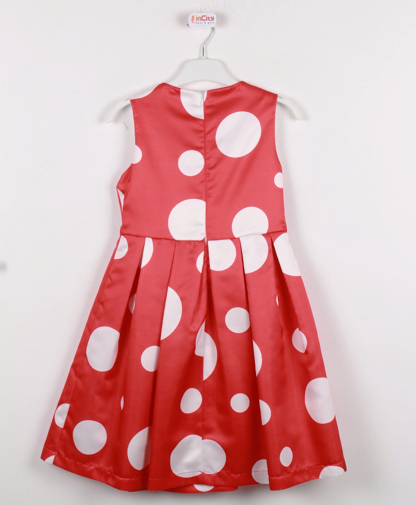 InCity Kids Girls Polka Dot Sleeveless Pleated Floral Belt Fashion Dress InCity Boys & Girls