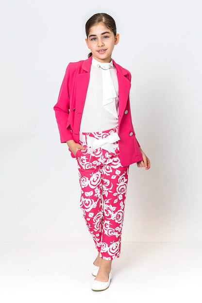 InCity Kids Girls Ribbon Belted Floral Straight Leg Dress Pants InCity Boys & Girls