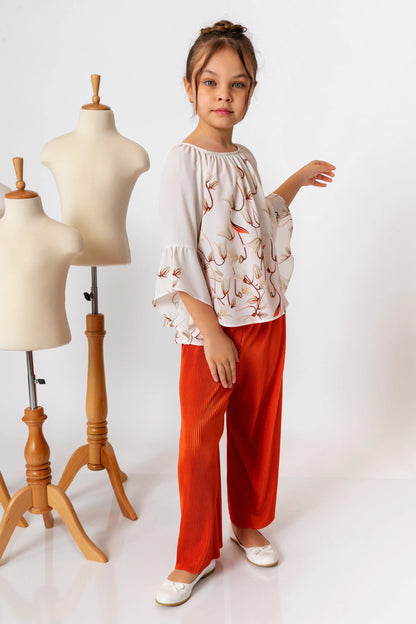 InCity Kids Girls Elastic Waist Wide Leg Pleated Pants InCity Boys & Girls