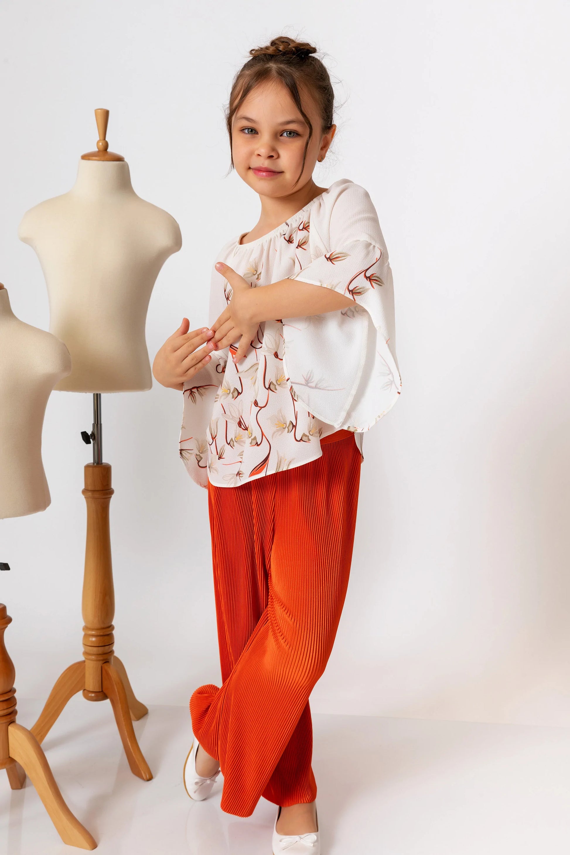 InCity Kids Girls Elastic Waist Wide Leg Pleated Pants InCity Boys & Girls