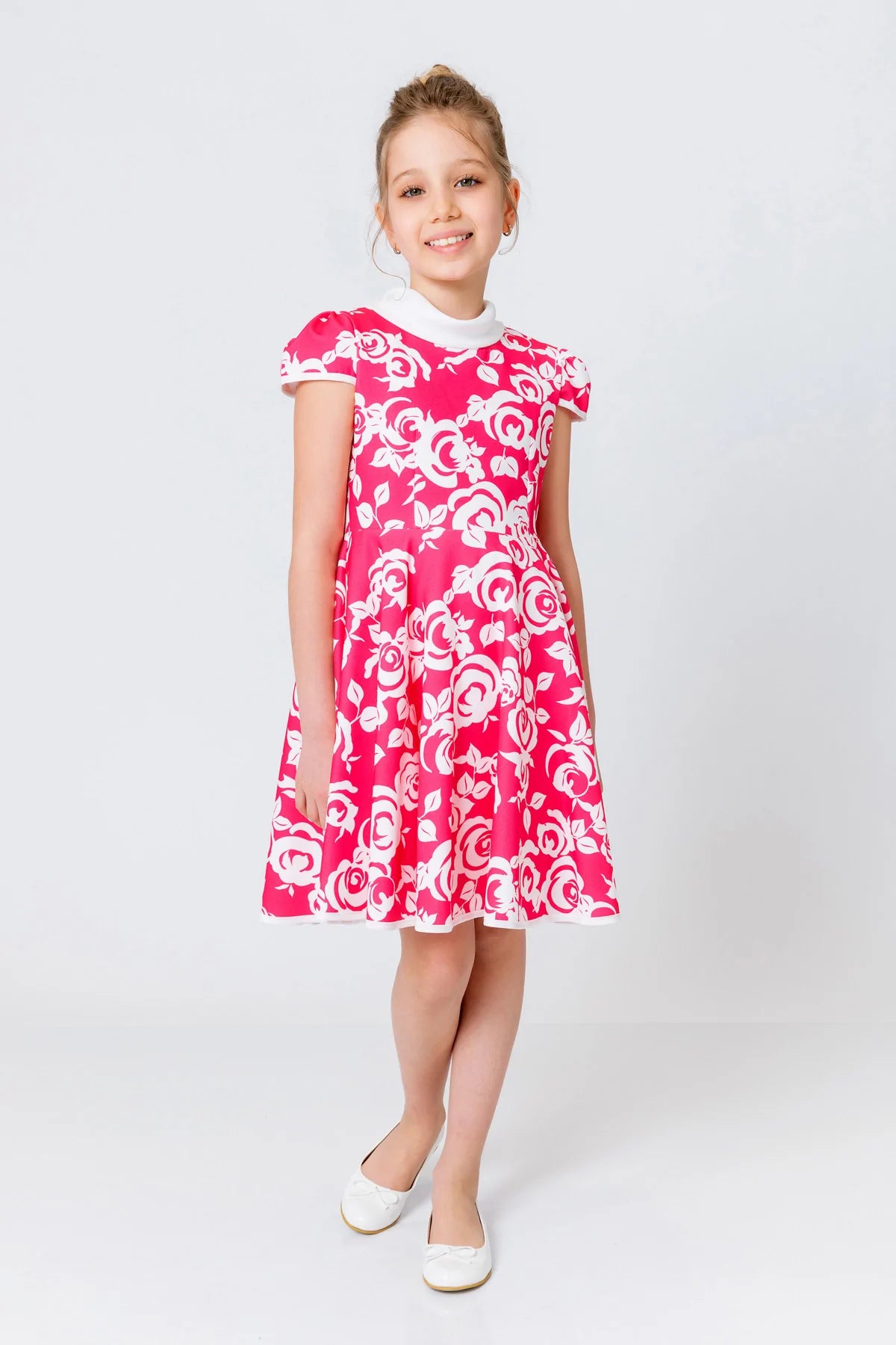 InCity Kids Girls Jabot Collar Floral Ruffle Flare Dress InCity Boys & Girls