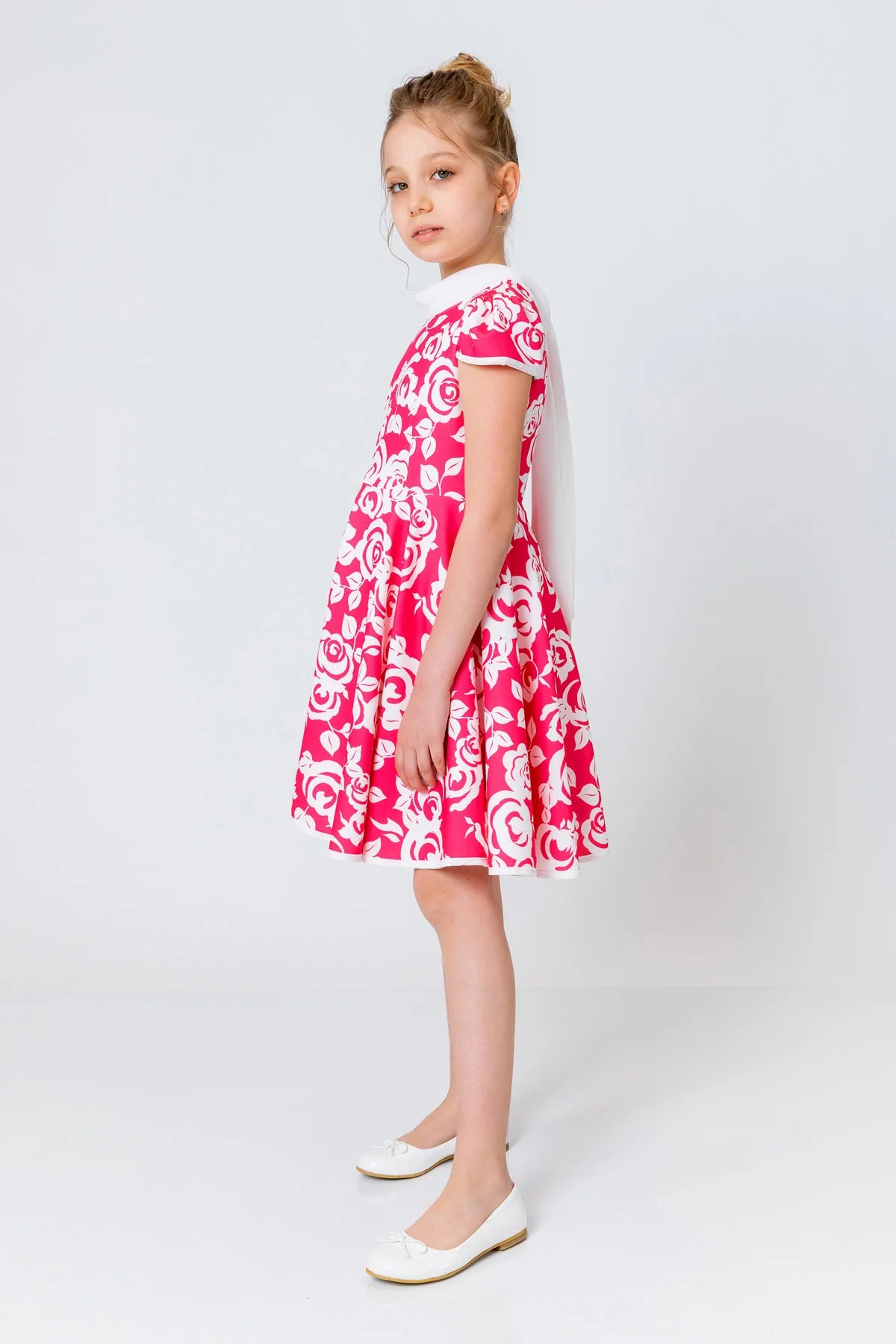 InCity Kids Girls Jabot Collar Floral Ruffle Flare Dress InCity Boys & Girls