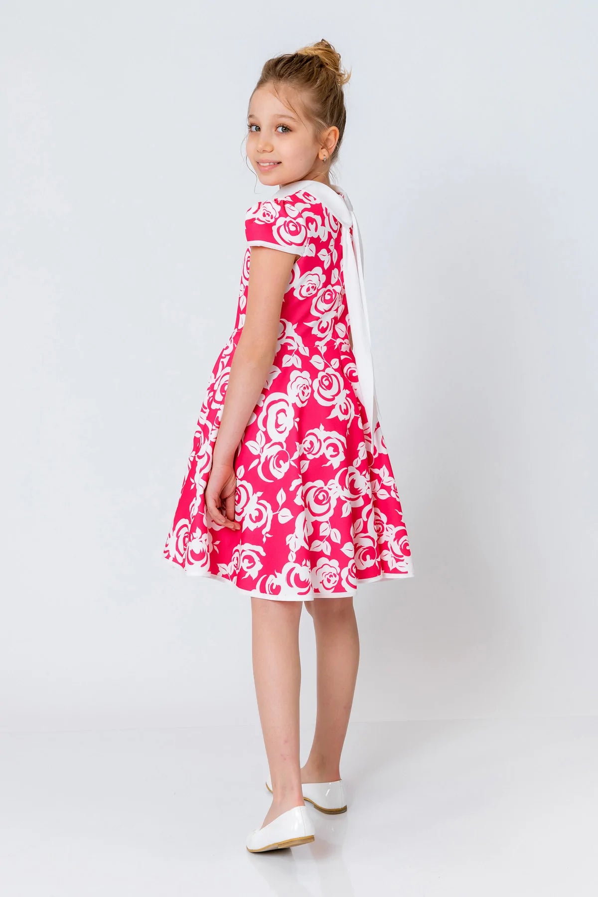 InCity Kids Girls Jabot Collar Floral Ruffle Flare Dress InCity Boys & Girls