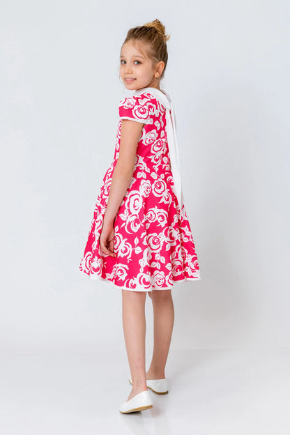 InCity Kids Girls Jabot Collar Floral Ruffle Flare Dress InCity Boys & Girls