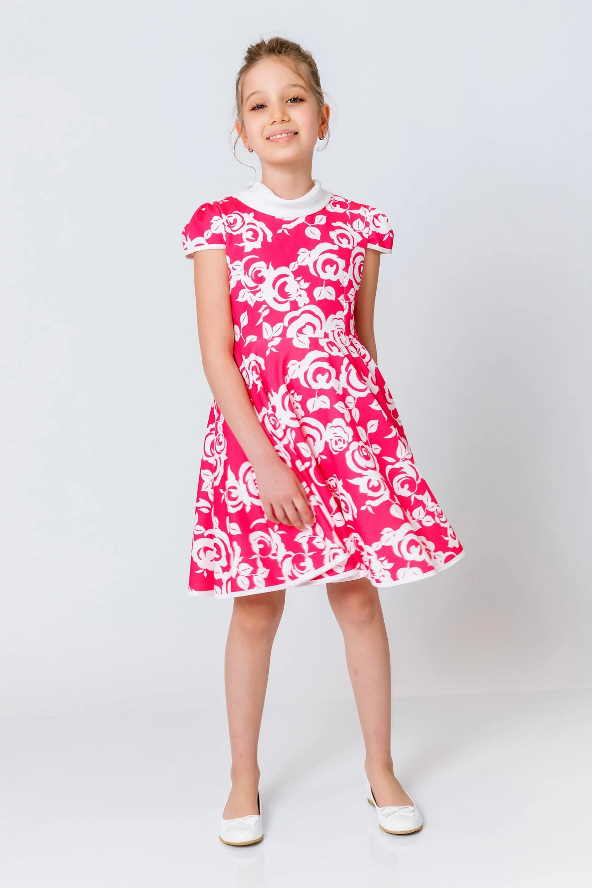 InCity Kids Girls Jabot Collar Floral Ruffle Flare Dress InCity Boys & Girls