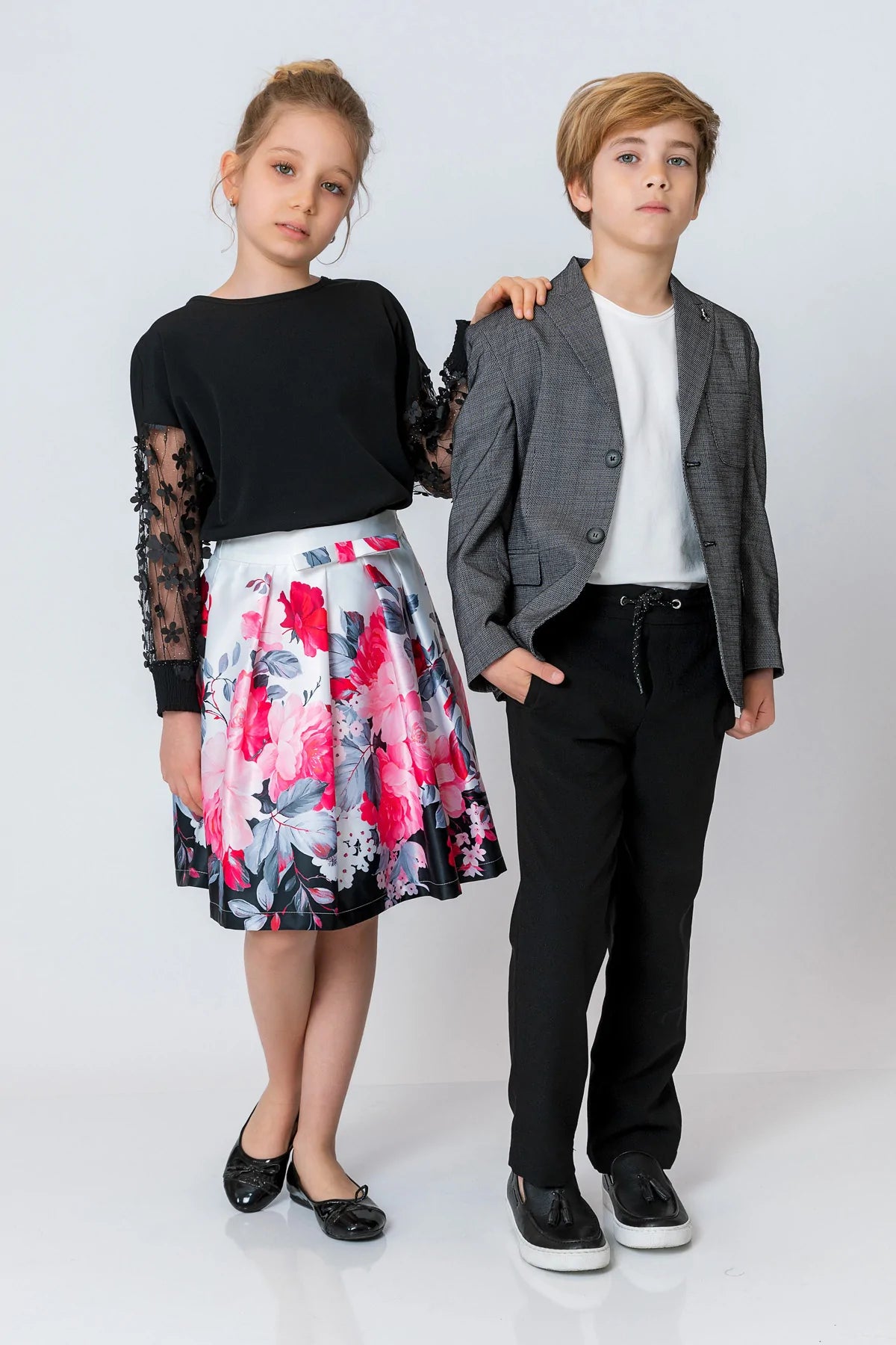 InCity Kids Girls Solid Transparent Floral Sleeve Dress Blouse InCity Boys & Girls
