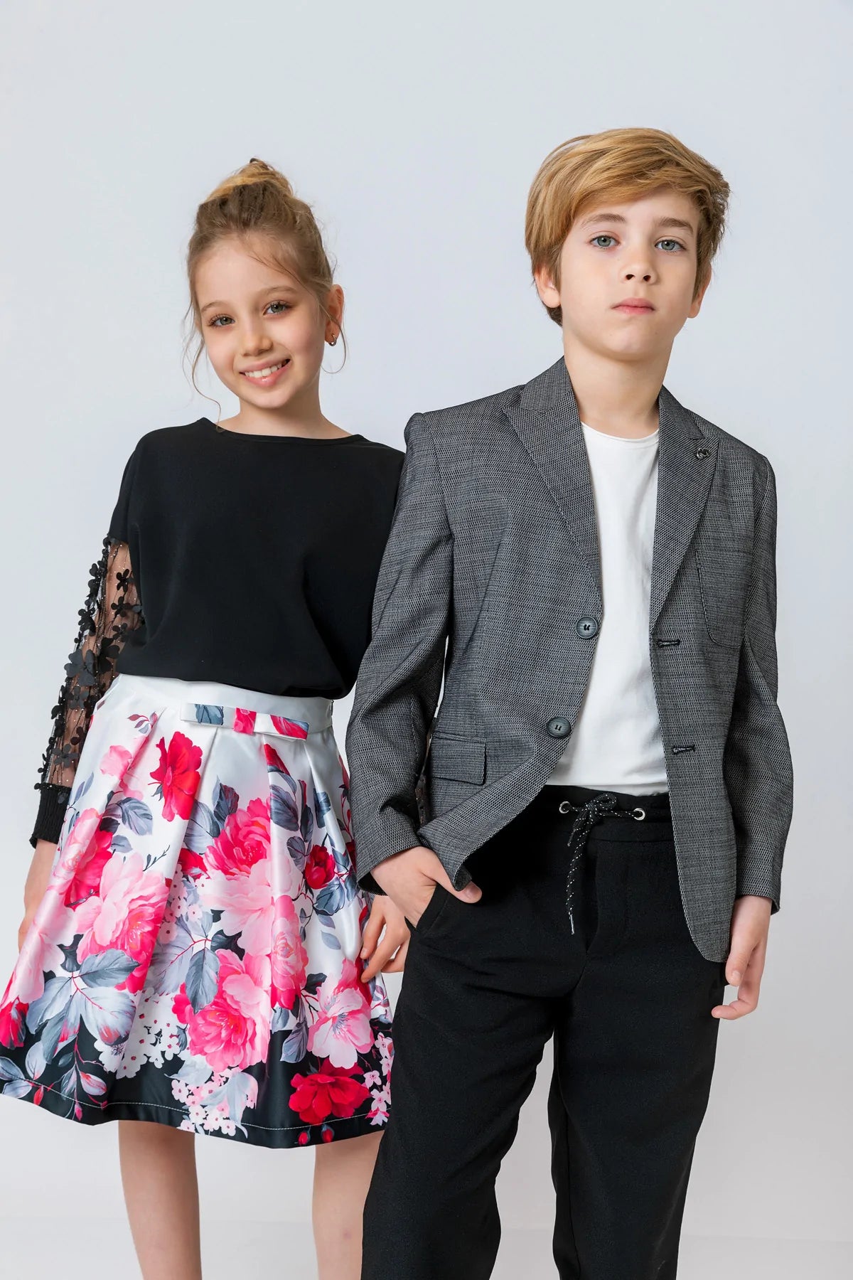InCity Kids Girls Solid Transparent Floral Sleeve Dress Blouse InCity Boys & Girls