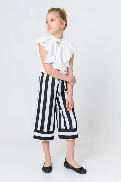 InCity Kids Girls Stripe Print Wide Leg Dress Pants InCity Boys & Girls