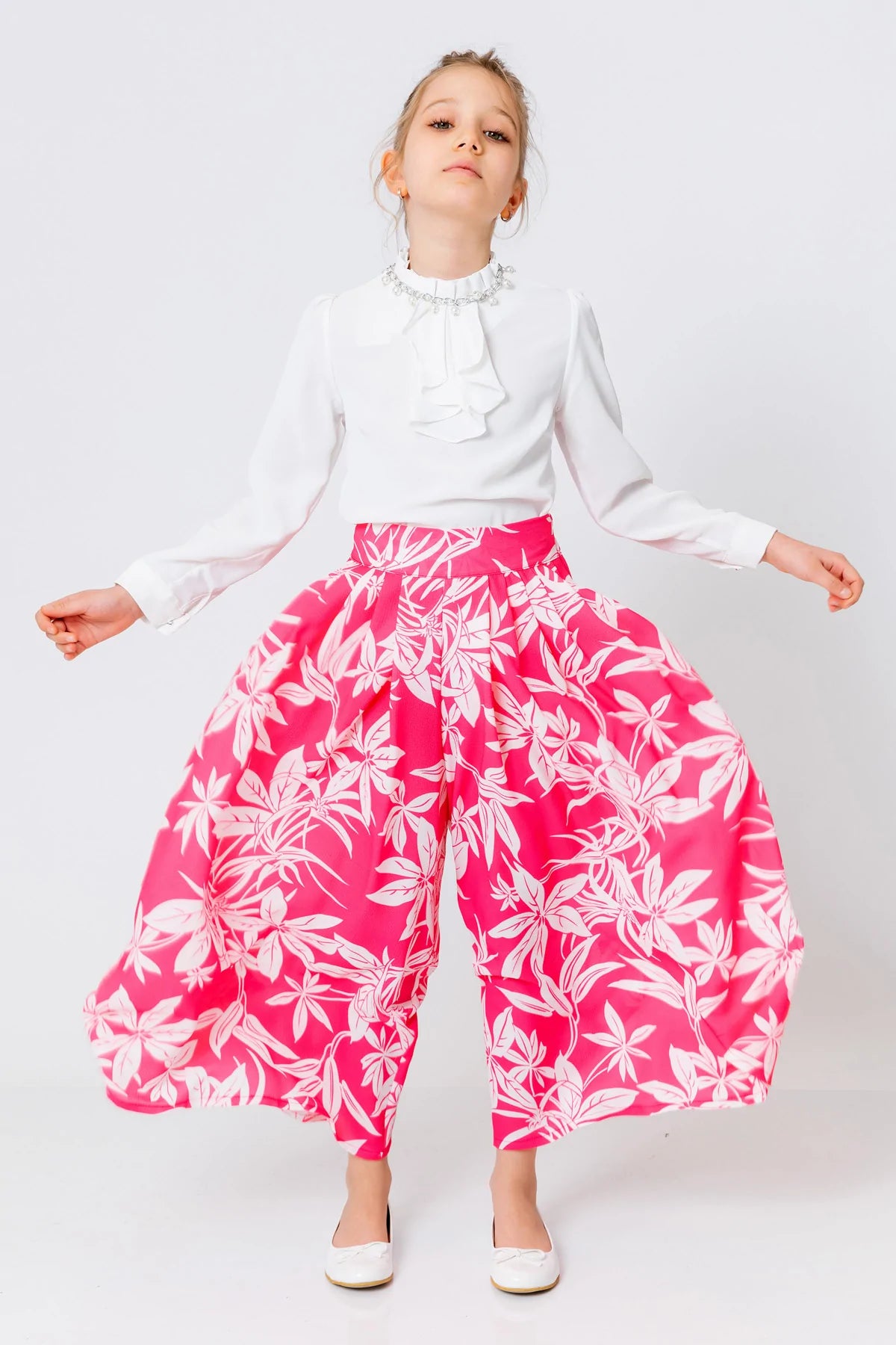 InCity Kids Girls Floral Print Wide Leg Fashion Pants InCity Boys & Girls