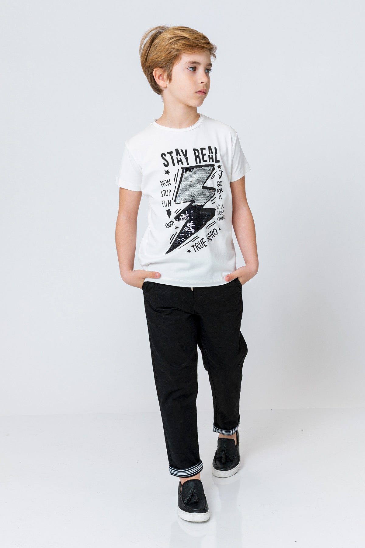 InCity Kids Boys Round Neck Short Sleeve Lightning T-Shirt InCity Boys & Girls