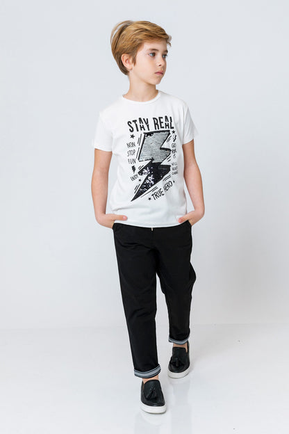 InCity Kids Boys Round Neck Short Sleeve Lightning T-Shirt InCity Boys & Girls