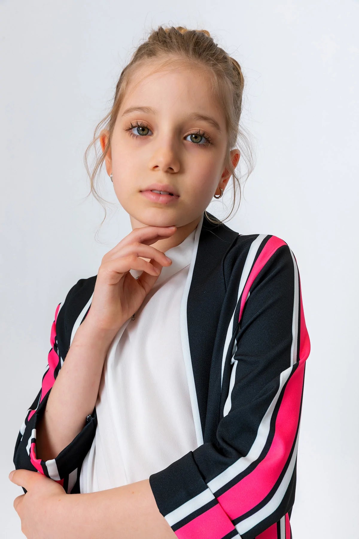 InCity Kids Girls Open Front Striped 3/4 Sleeve Dress Blazer Cardigan InCity Boys & Girls