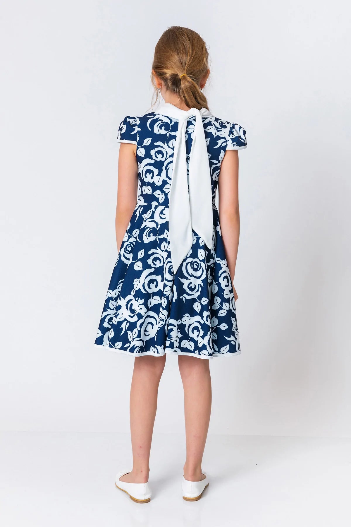 InCity Kids Girls Jabot Collar Floral Ruffle Flare Dress InCity Boys & Girls