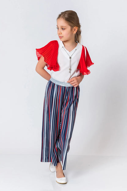 InCity Kids Girls Multicolor Striped Wide Leg Dress Pants InCity Boys & Girls