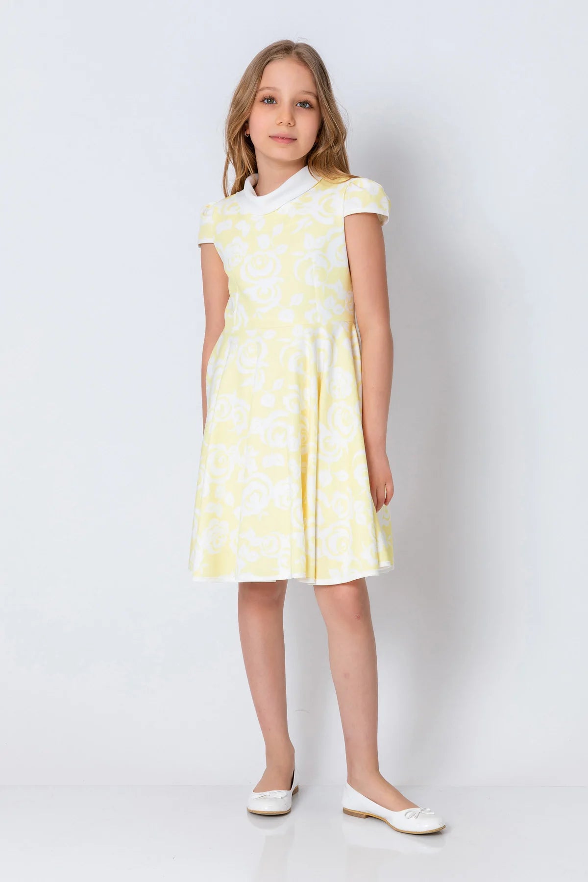 InCity Kids Girls Jabot Collar Floral Ruffle Flare Dress InCity Boys & Girls