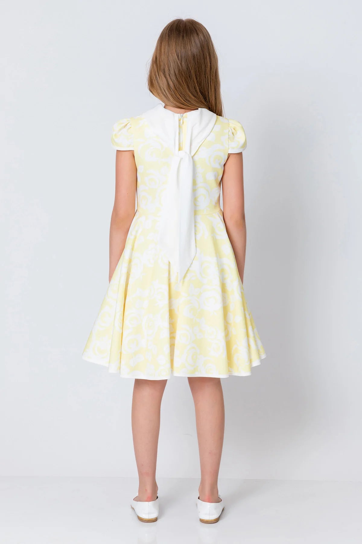 InCity Kids Girls Jabot Collar Floral Ruffle Flare Dress InCity Boys & Girls