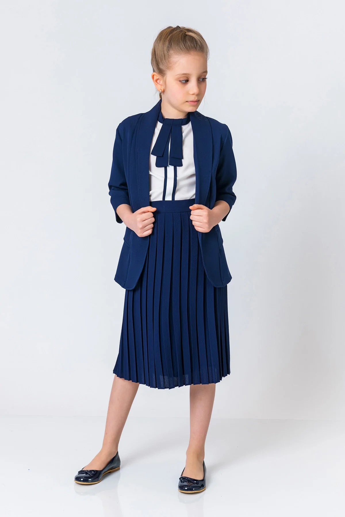 InCity Kids Girls Elastic Waist Solid Pleated Midi Skirt InCity Boys & Girls