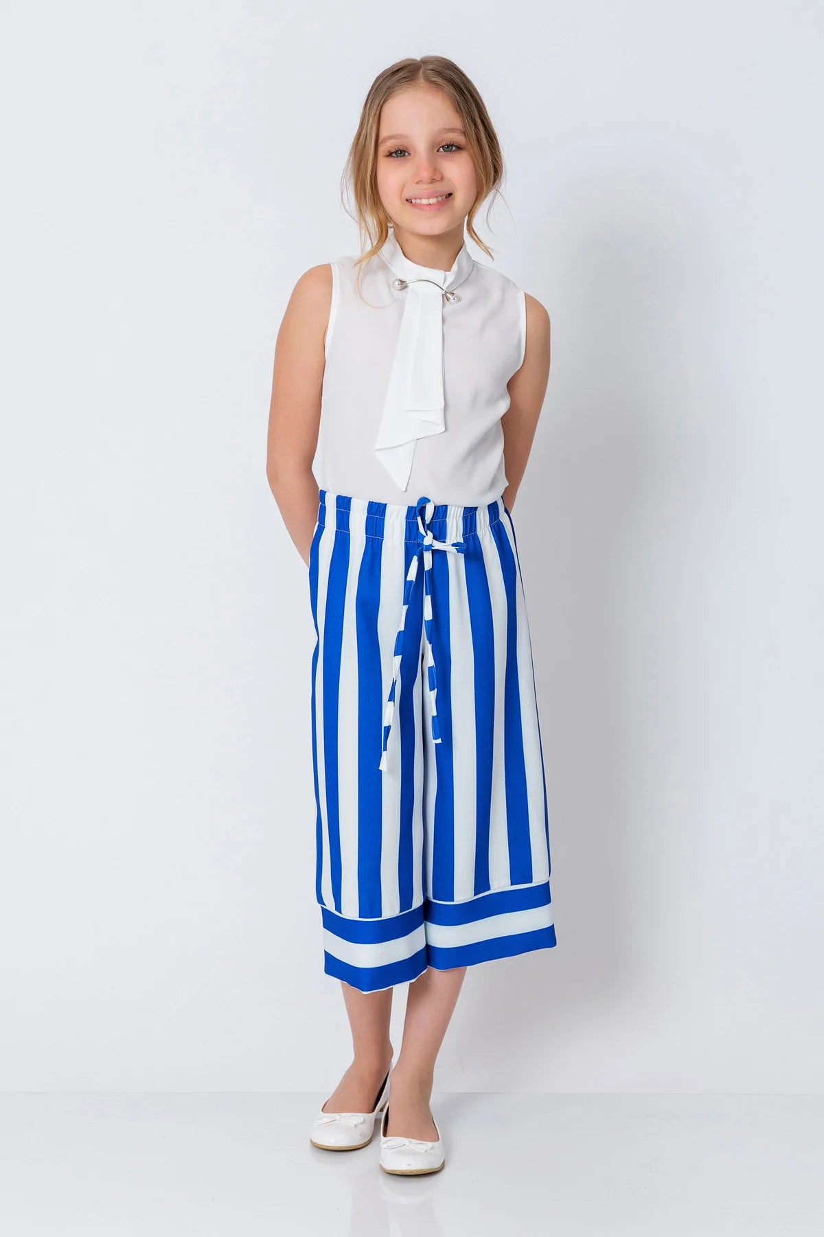 InCity Kids Girls Stripe Print Wide Leg Dress Pants InCity Boys & Girls