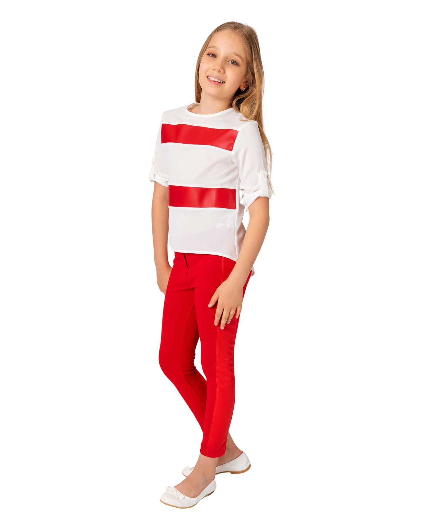 Products InCity Girls Toddler Tween 1-14 Years Adjustable Stretch Red Leather Side Melds Legging Pants InCity Boys Girls