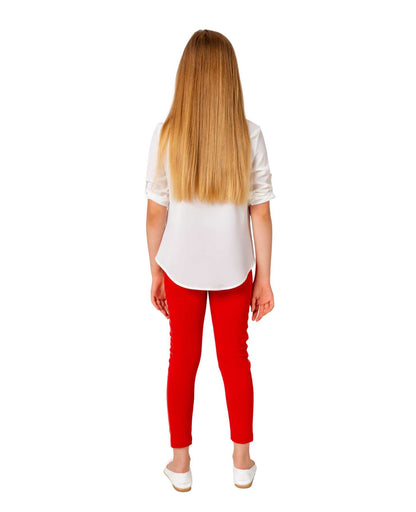 Products InCity Girls Toddler Tween 1-14 Years Adjustable Stretch Red Leather Side Melds Legging Pants InCity Boys Girls