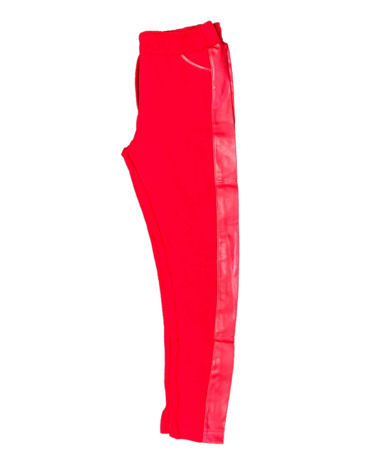Products InCity Girls Toddler Tween 1-14 Years Adjustable Stretch Red Leather Side Melds Legging Pants InCity Boys Girls